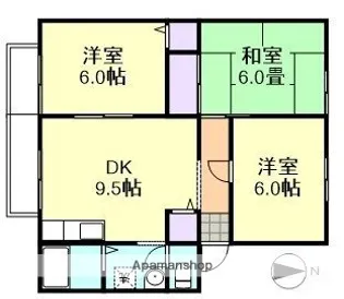 ウィンディア中島B棟【1階】の間取り
