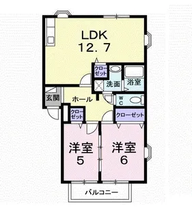 ハーベストコートB【1階】の間取り