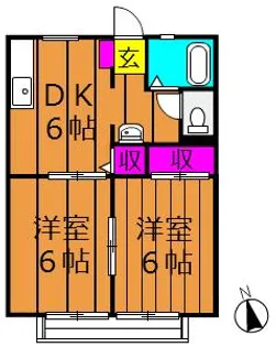 コーポ吉備路 C【202号室号室】の間取り
