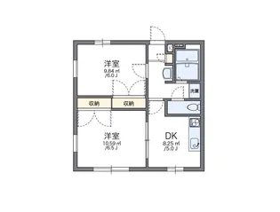 レオパレスOZ−2【1階】の間取り