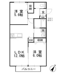 ヴィラレインボーB【2階】の間取り