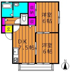 サンクオーレⅡ【202号室号室】の間取り