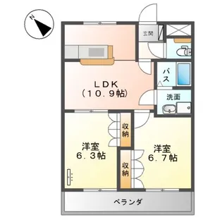 マーヴェラスB【1階】の間取り