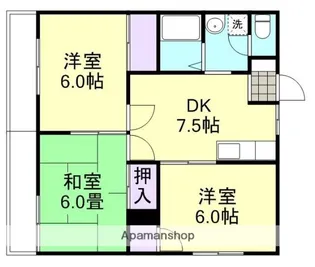 サンライズ上成【1階】の間取り