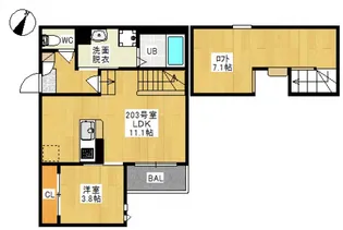 GRANDTIC 西阿知(グランティック ニシアチ)【203号室号室】の間取り