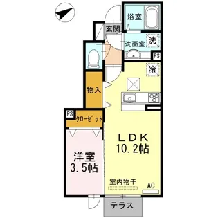 ヴィルヌーブカノン【1階】の間取り