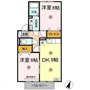 ハッピーライフ北畝 A棟【2階】の間取り
