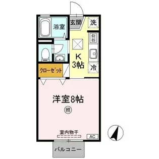 レインボーハイツ B棟【1階】の間取り
