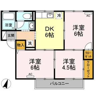 サンライズ光 C棟【C202号室】の間取り