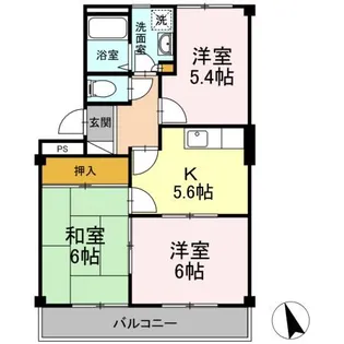 ニューエクセル三宅 E【203号室】の間取り