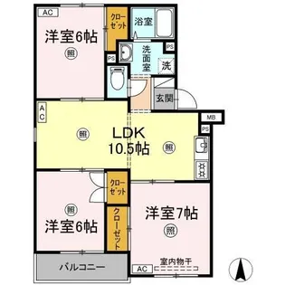 ホワイトヒルズ山陽 B棟【2階】の間取り