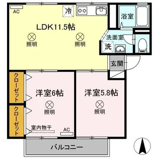 シャンポールききょう A棟【2階】の間取り