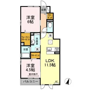 ブルースター東宮 A館【1階】の間取り