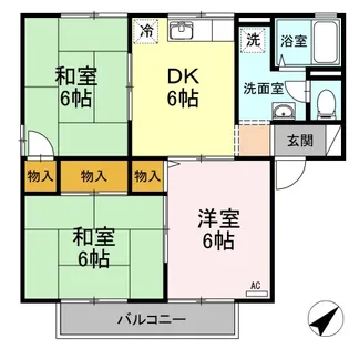 サリネージュ山手 ABCD棟 B棟【2階】の間取り
