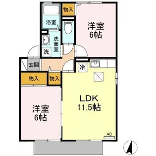 シャトル春水 E棟【1階】の間取り