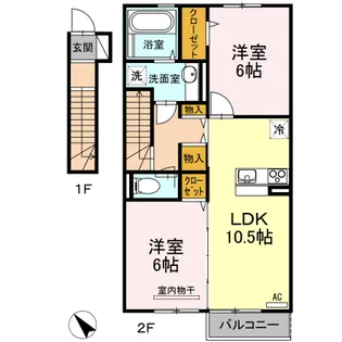 イーストミレニアム(東千房) 【2階】の間取り