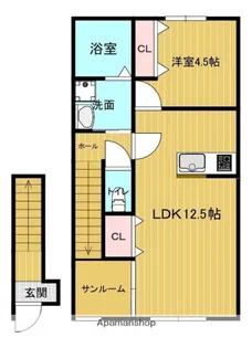TIARA SHINKURASHIKI B【205号室】の間取り