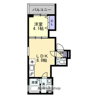 グランシェード川入【102号室】の間取り