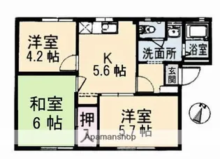 フレグランス南風Ⅱ B棟【1階】の間取り