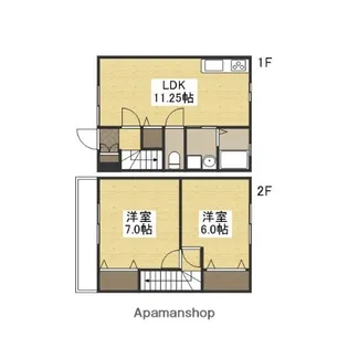 岡山県岡山市中区乙多見【テラスハウス】の間取り