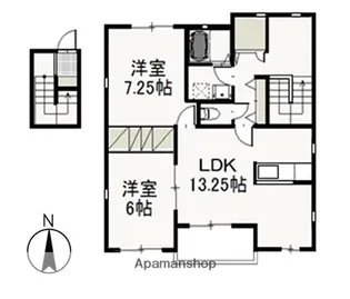 ヴィラ・ド・フルールB【2階】の間取り
