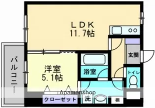 1LDKの間取り画像