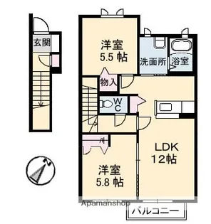 グレースメゾン湊 F棟【2階】の間取り