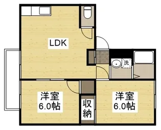 2LDKの間取り画像