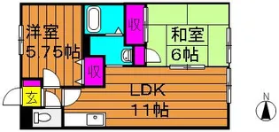 CALM HILLS 2番館【101号室号室】の間取り