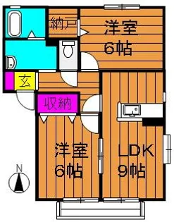 クスの木【B202号室】の間取り