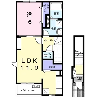 1LDKの間取り画像