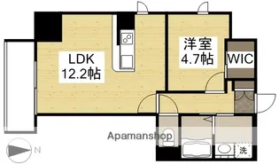 リビンコートSTUDIO富町アネックス【1501号室】の間取り