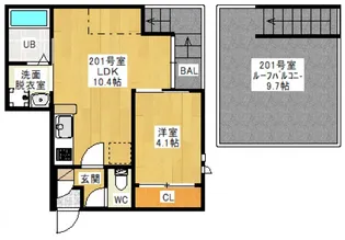 GRANDTIC 西崎 K(グランティック ニシザキ ケイ)【201号室号室】の間取り