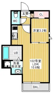 GRANDTIC SAKURA(グランティック サクラ)【102号室号室】の間取り