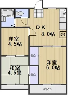 メゾン河合A棟【202号室】の間取り