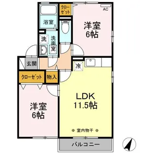 ハウオリ A棟【2階】の間取り