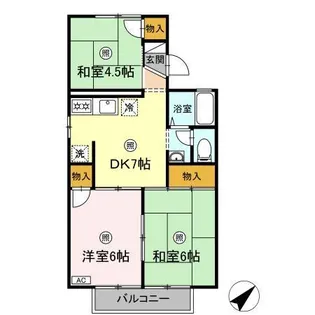 セジュールオーク B棟【1階】の間取り