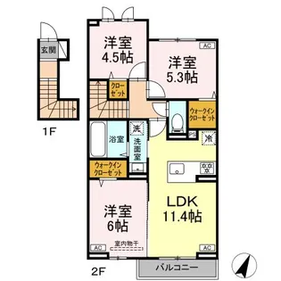 HONEY BEAR B【2階】の間取り