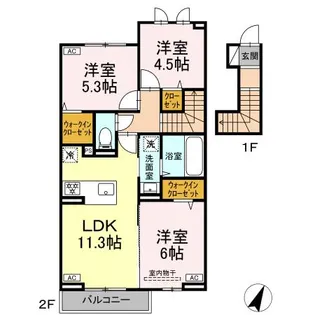 HONEY BEAR B【2階】の間取り