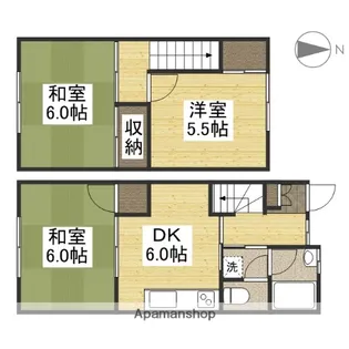 岡山県岡山市中区新京橋3丁目【テラスハウス】の間取り
