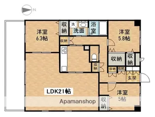 ルネス下中野マンション【201号室】の間取り