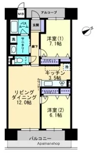 岡山県岡山市北区鹿田町1丁目【マンション】の間取り