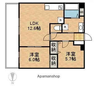 岡山県岡山市中区原尾島3丁目【マンション】の間取り