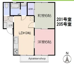 岡山県岡山市北区大安寺南町2丁目【アパート】の間取り