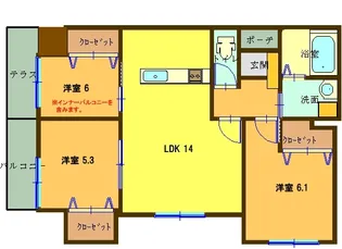 岡山県岡山市北区伊福町1丁目【マンション】の間取り