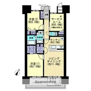岡山県岡山市北区西古松【マンション】の間取り