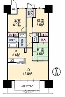 ロイヤルガーデンタワー岡山幸町【15階】の間取り