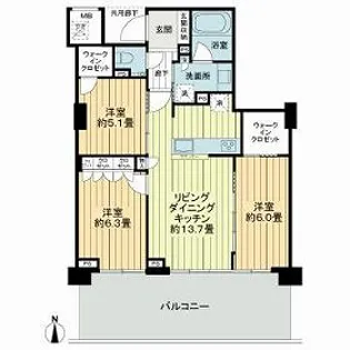 ライオンズタワー岡山千日前【10階】の間取り