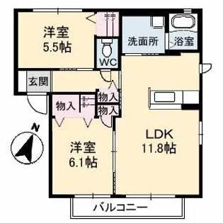 岡山県岡山市中区藤崎【アパート】の間取り