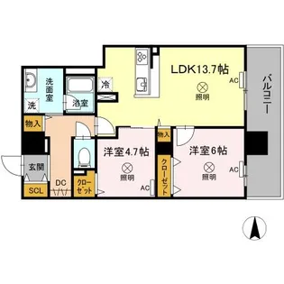 TWIN TOWERS AZUKI【10階】の間取り